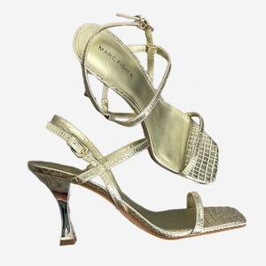 Marc Fisher Padre High Heel Sandals gold strappy alligator square toe classic 10